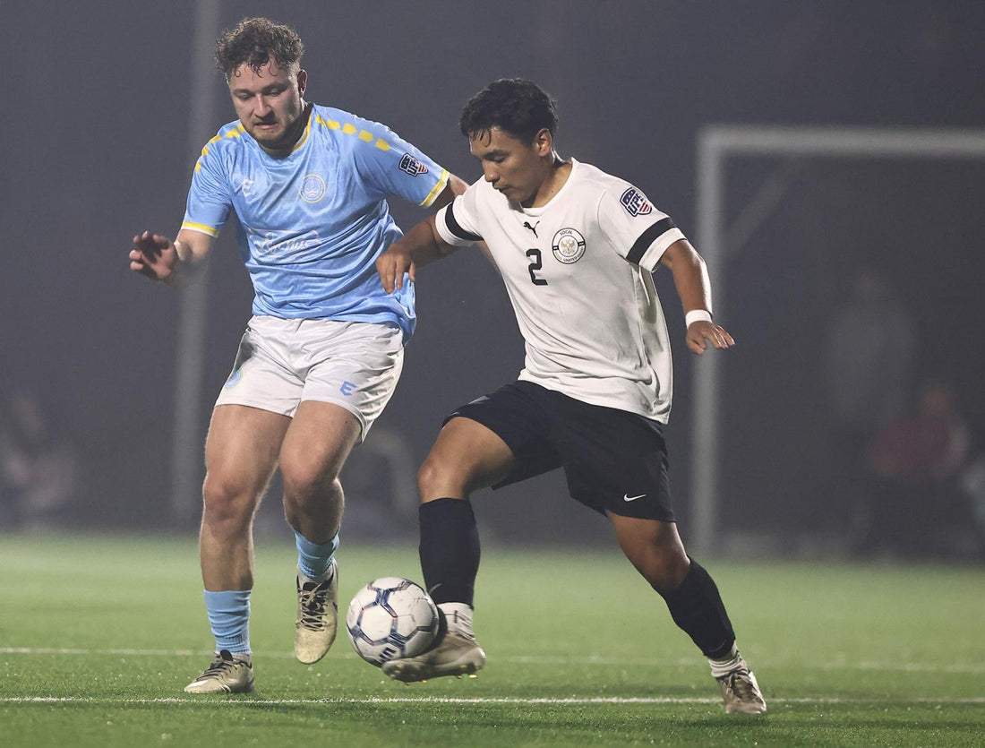 Sebastian Rus battles opponent from SoCal United in a game on Nov. 9, 2024.